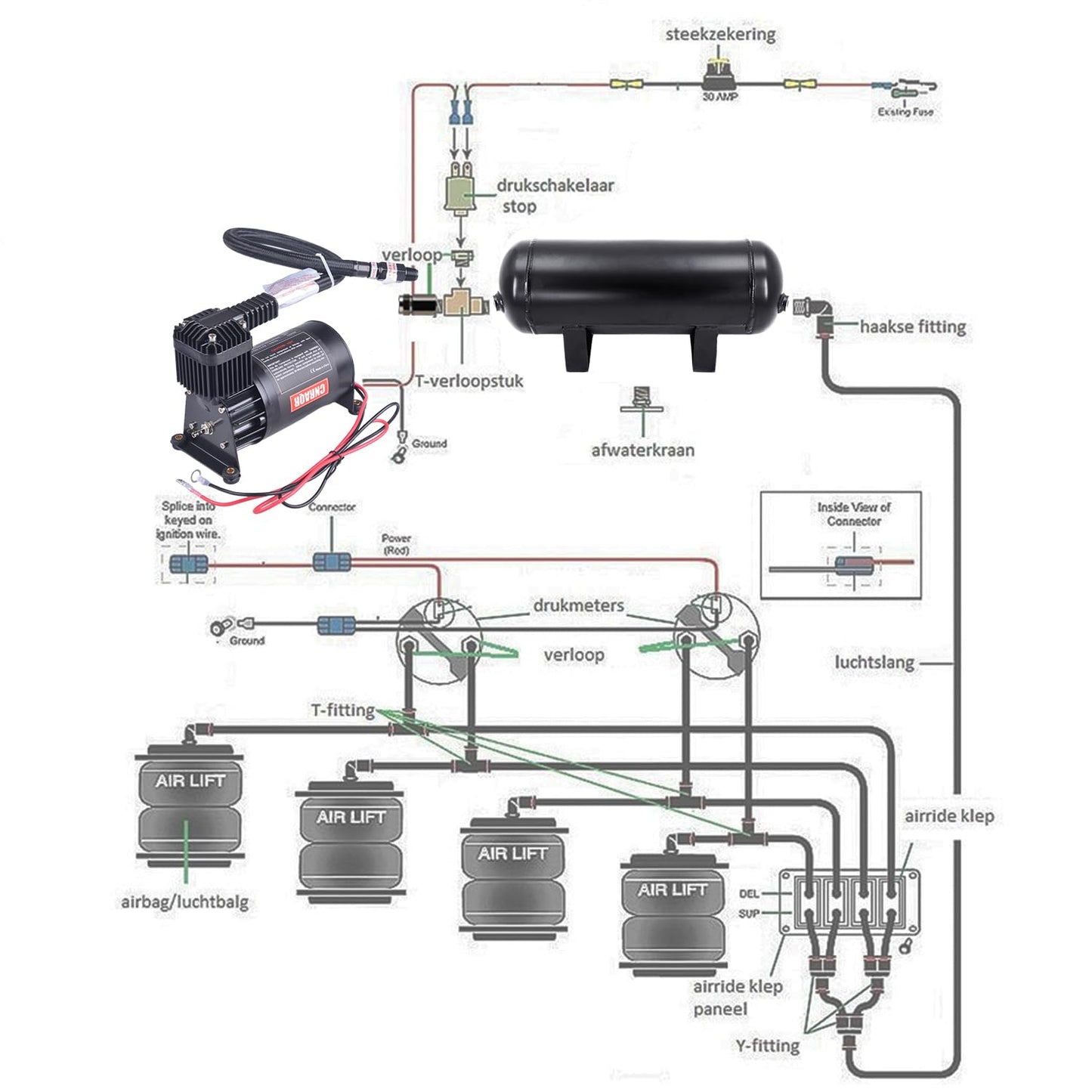 CNRAQR 3 Gallon Air Tank with 150PSI Air Compressor 2PCS for Suspension/Air Ride/Bag/Car Train Truck Horn Aluminum 12 Liter Compressed air Storage Tank Onboard System Air Suspension Compressor Kit