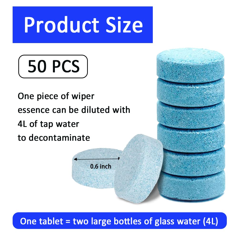 ASUBHA 50PCS Car Windshield Washer Fluid Tablets, Windshield Wipe Fluid, Windshield Washer Fluid Concentrate, Windshield Washer Solid Effervescent, Automotive Glass Cleaner Fit for Car Window Glass