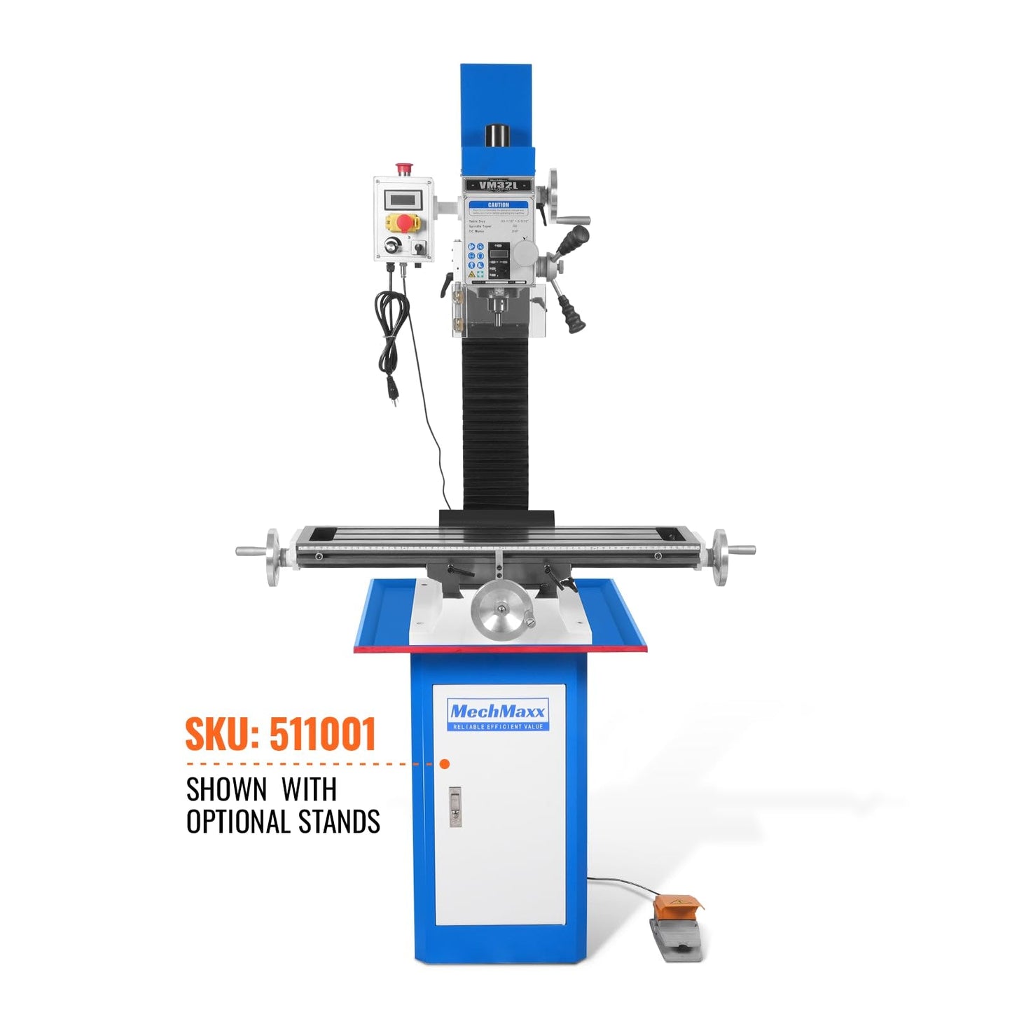 Mechmaxx 8-1/4"x33'' Industrial Benchtop Mill Drill Machine Brushless Motor, Variable Speed, R8 Spindle, 2 HP, 110V, Compact Milling Drilling Tool for Garage Shop, DIY Metalworking without Stand,VM32L