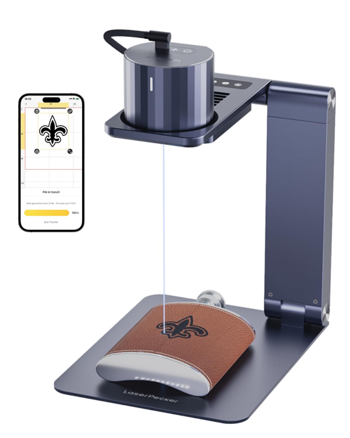 LaserPecker LP1 Pro Laser Engraver for Beginners, Mini Diode Wood Leather Felt Laser Engraver Portable Small Laser Engraving Machine, Suit Set with Laser Safety Glasses + Auto-focus Stand