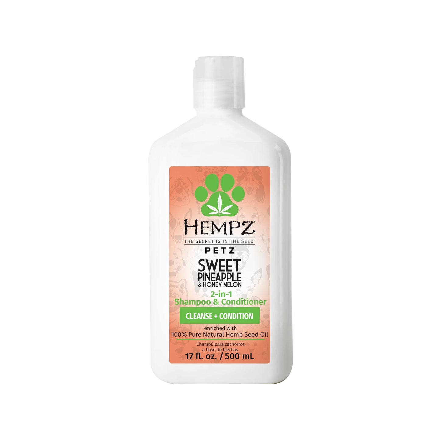 Hempz Petz, Dog Shampoo & Conditioner, Sweet Pineapple Honey Melon 2-in-1 Shampoo and Conditioner, Cleans, Conditions & Moisturizes, 17 fl. Oz