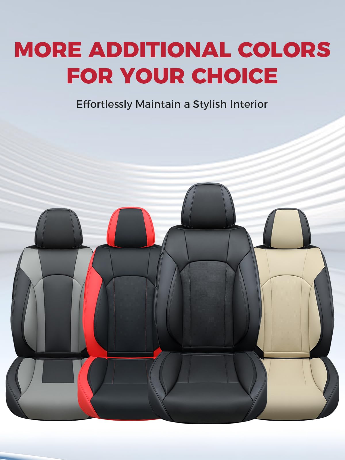 FREESOO Car Seat Covers Full Set - Faux Leather Universal Automotive Seat Covers Car Seat Cover Protectors Universal Fit for Most 5 Seats Cars Sedans Trucks SUVs with Breathable Waterproof Black