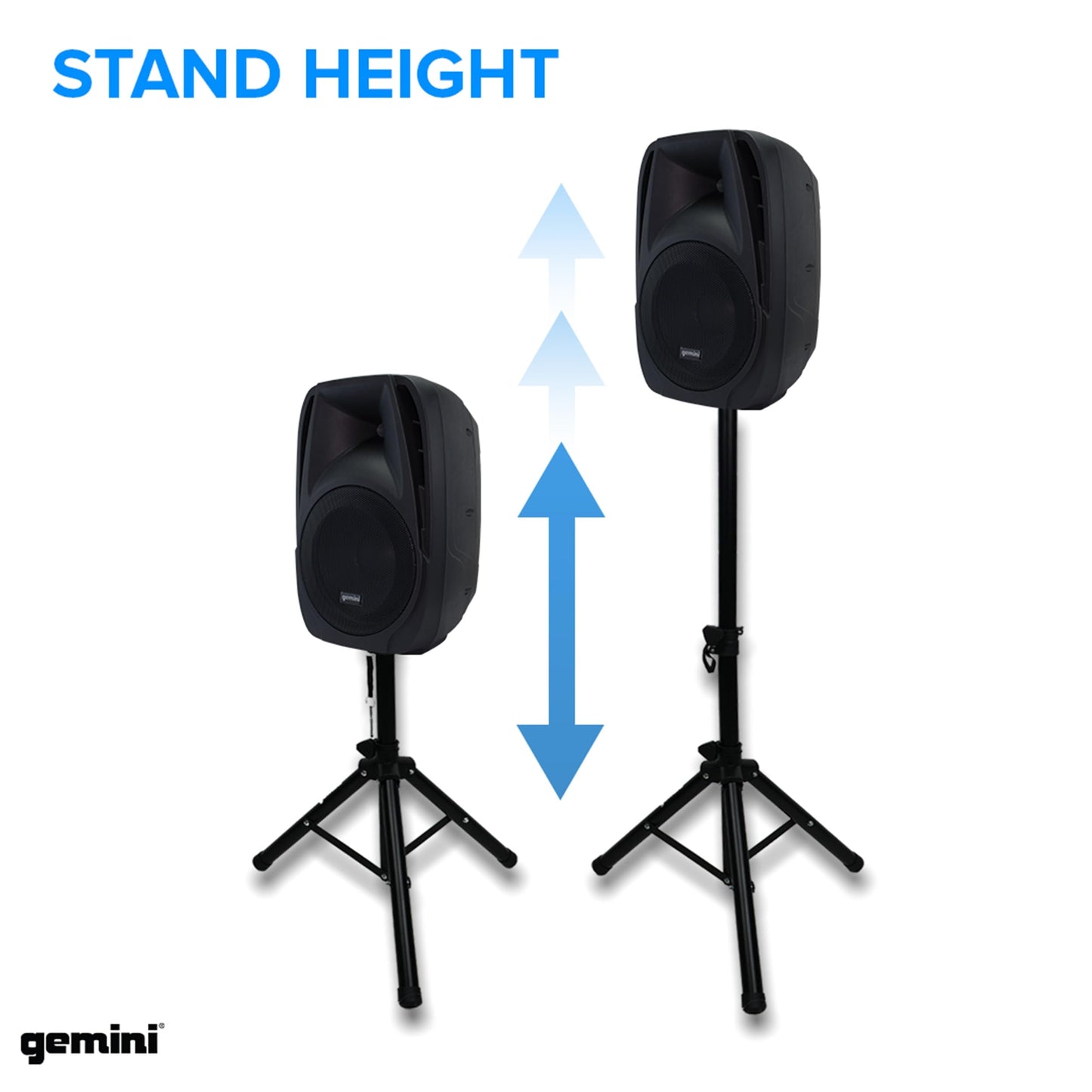 Gemini Portable PA System with Stands, Bluetooth, 600W Powered System with 6-Channel Mixer, Dual 10" Speakers, Mic & Cables—All-in-One for Events, DJs & Fitness (ES-210MXBLU-ST)
