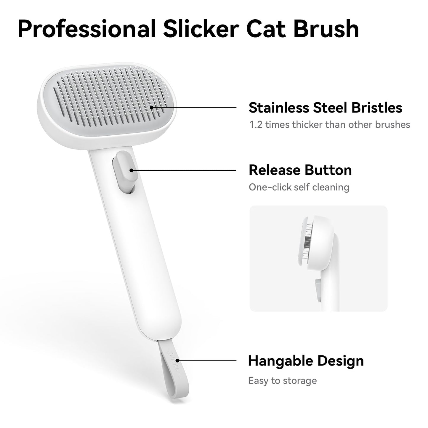 Aumuca Cat Brush for Shedding, Cat Brushes for Indoor Cats, Cat Brush for Long or Short Haired Cats, Cat Hair Brush Cat Grooming Deshedding Brush for Dog Kitten Horse Massage Removes Loose Fur, White