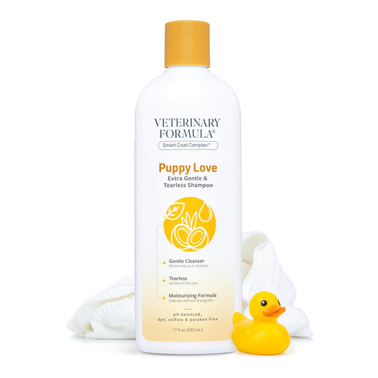 Veterinary Formula Smart Coat Complex Puppy Love Extra Gentle Tearless Shampoo, 17 Fl oz – for Pups Over 6 Weeks – with Fresh Scent, Long-Lasting Clean – Won't Dry Out Delicate Skin