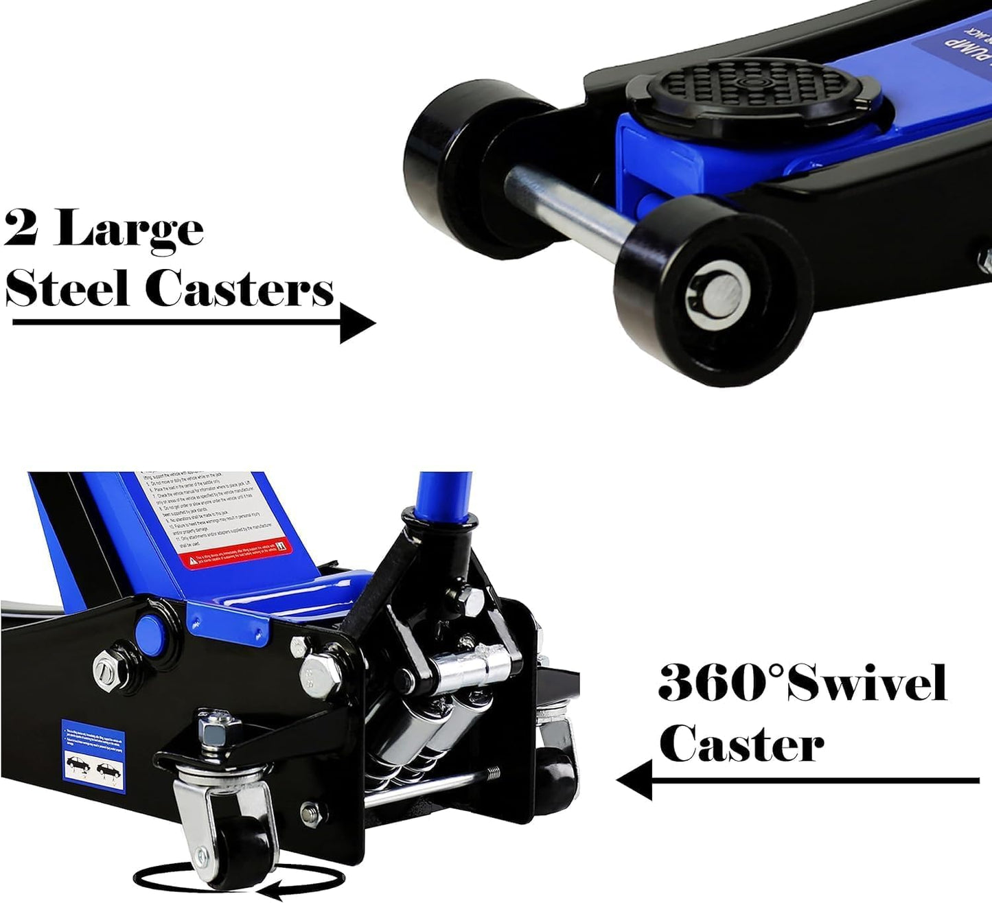 KUVADAZ 2 Ton Low Profile Floor Jack, Heavy Duty With Single Piston Quick Lift Pump, Steel Car Jack Adjustable Height 3.3"-15.2", Hydraulic Trolley 4000 LBS Capacity, Blue