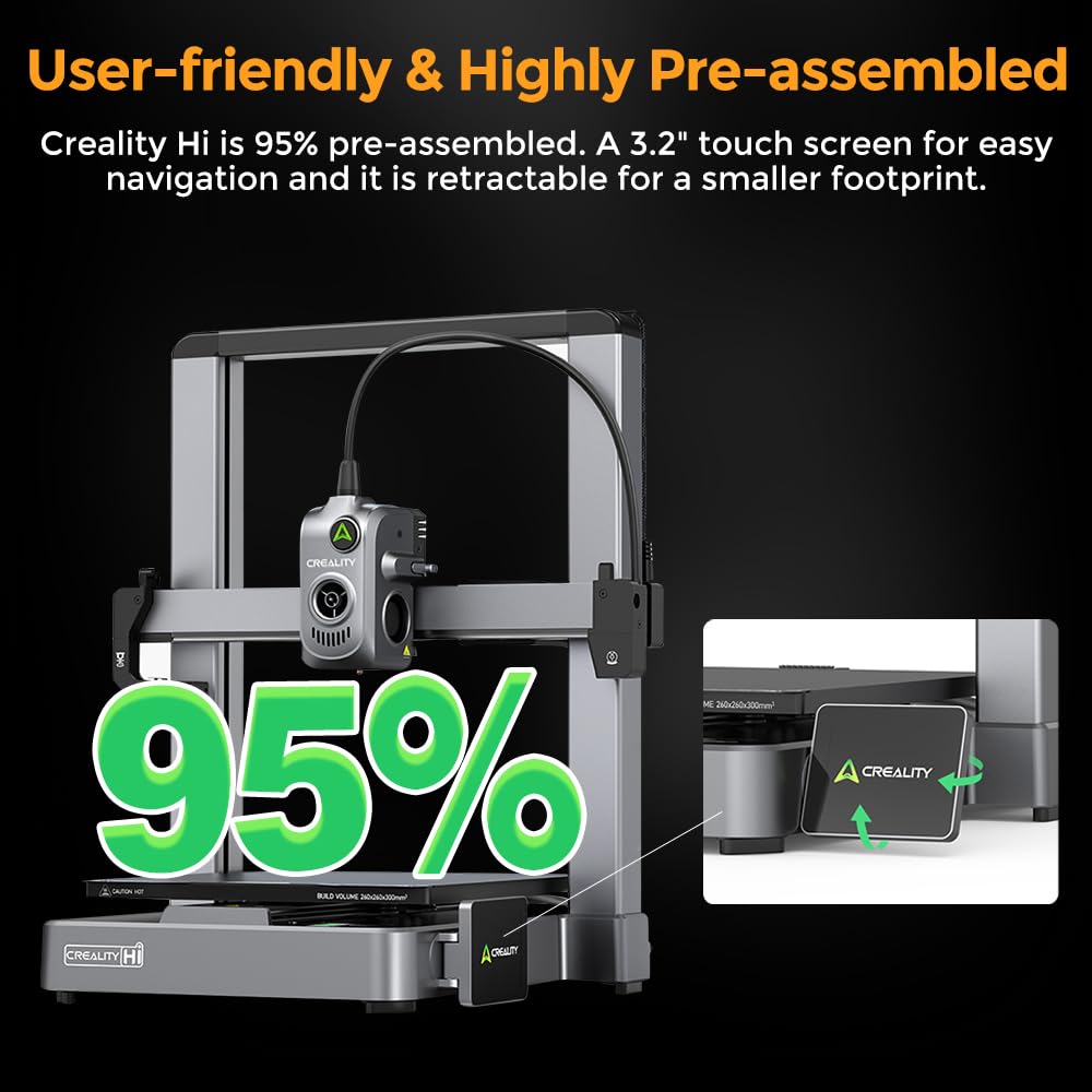 Creality Hi Combo (A) 3D Printer, Multi Color 3D Printing with CFS, 500mm/s Print Speed 95% Pre-Assemble, XY Step-Servo Motor and Auto Leveling Build Volume ‌10.24×10.24×11.81 inch