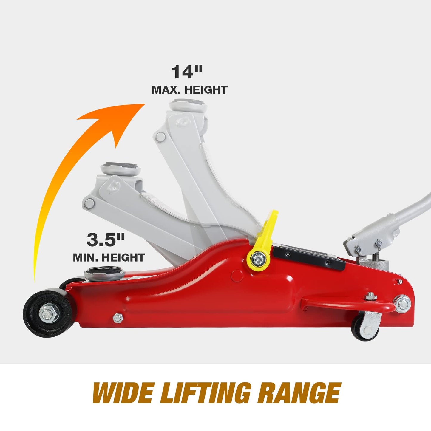 Jack Boss Floor Jack 2.5 Ton (5500 LBs) Hydraulic Low Profile Trolley Car Jack with Portable Storage Case, Lifting Range 3.5" to 14", Fit Use for Automotive Sedans, Red