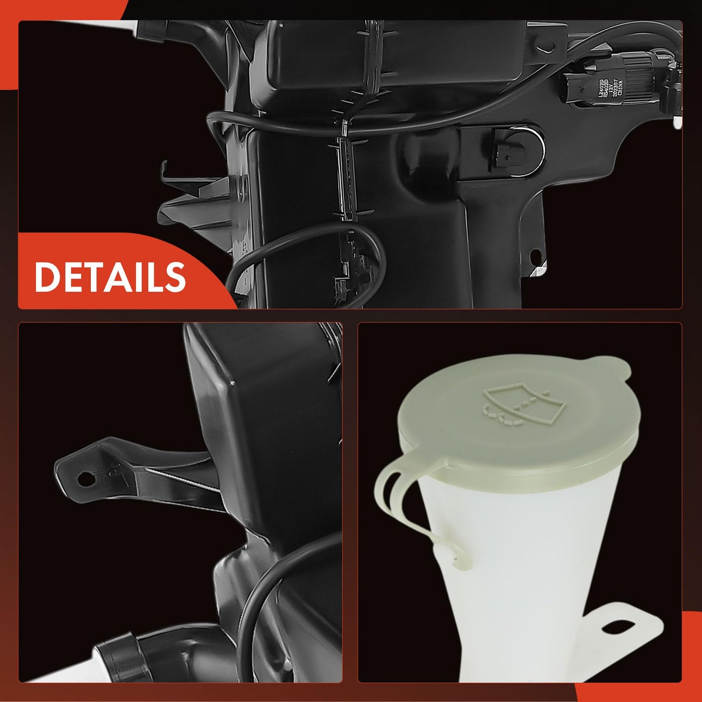 A-Premium Windshield Washer Reservoir Tank Assembly Compatible with Nissan Pathfinder 2013-2020 & Infiniti QX60 2014-2020, JX35 2013 - W/Washer Pump & Bracket & Filler Neck & Cap & Fluid Level Sensor