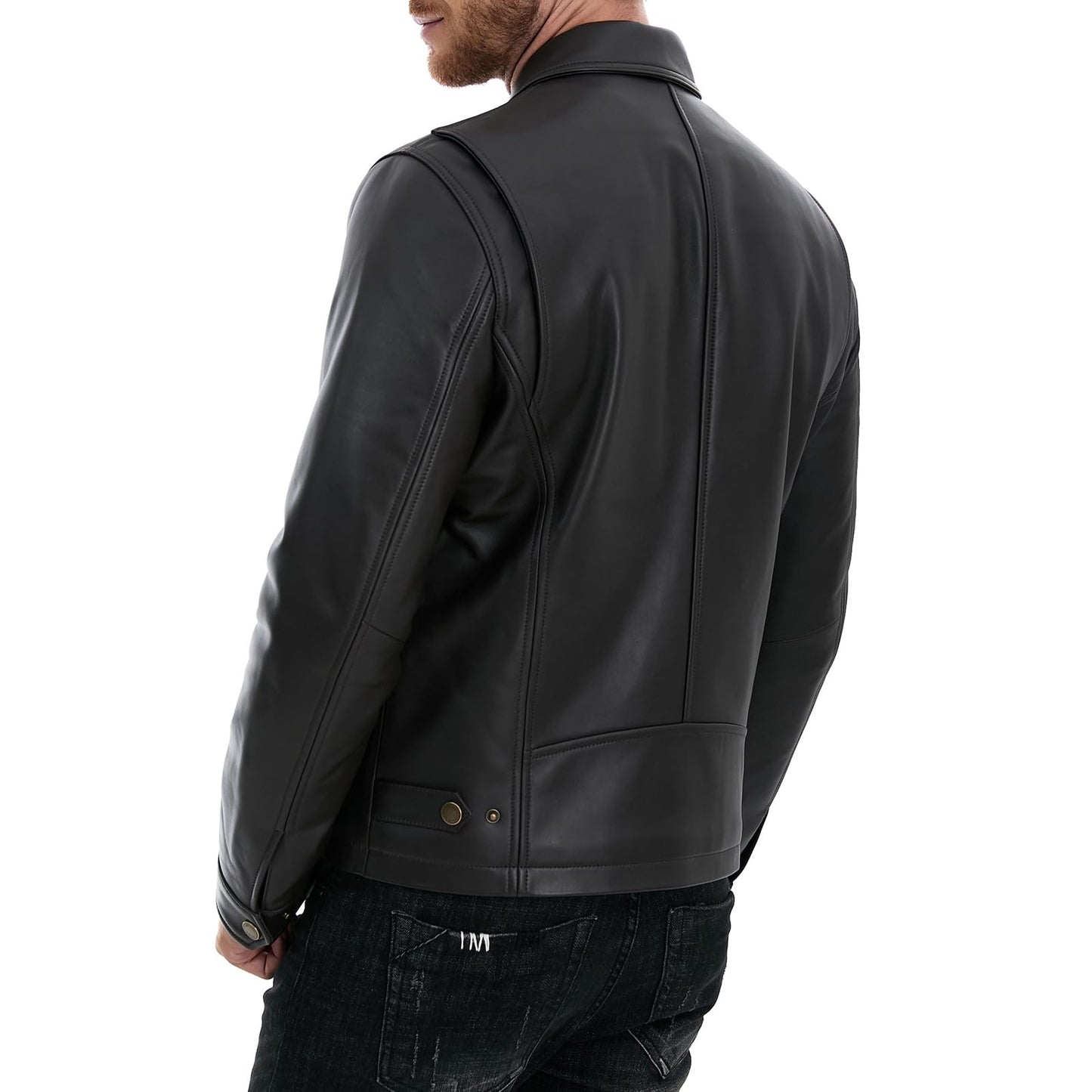 SILVER FASHIONS Leather Jacket Men,Classic Lambskin Jacket with Full Zip Front,Casual Style,Tailored Design,Metal Snap Cuffs (US, Alpha, 3X-Large, Regular, Regular, BROWN)