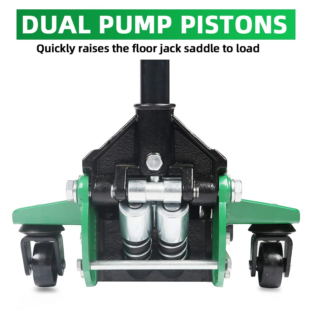 3 Ton Low Profile Floor Jack, Hydraulic Trolley Jack with Dual Pump, Quick Lift from 2.95" to 20.08", Heavy Duty for Cars, Trucks, SUVs