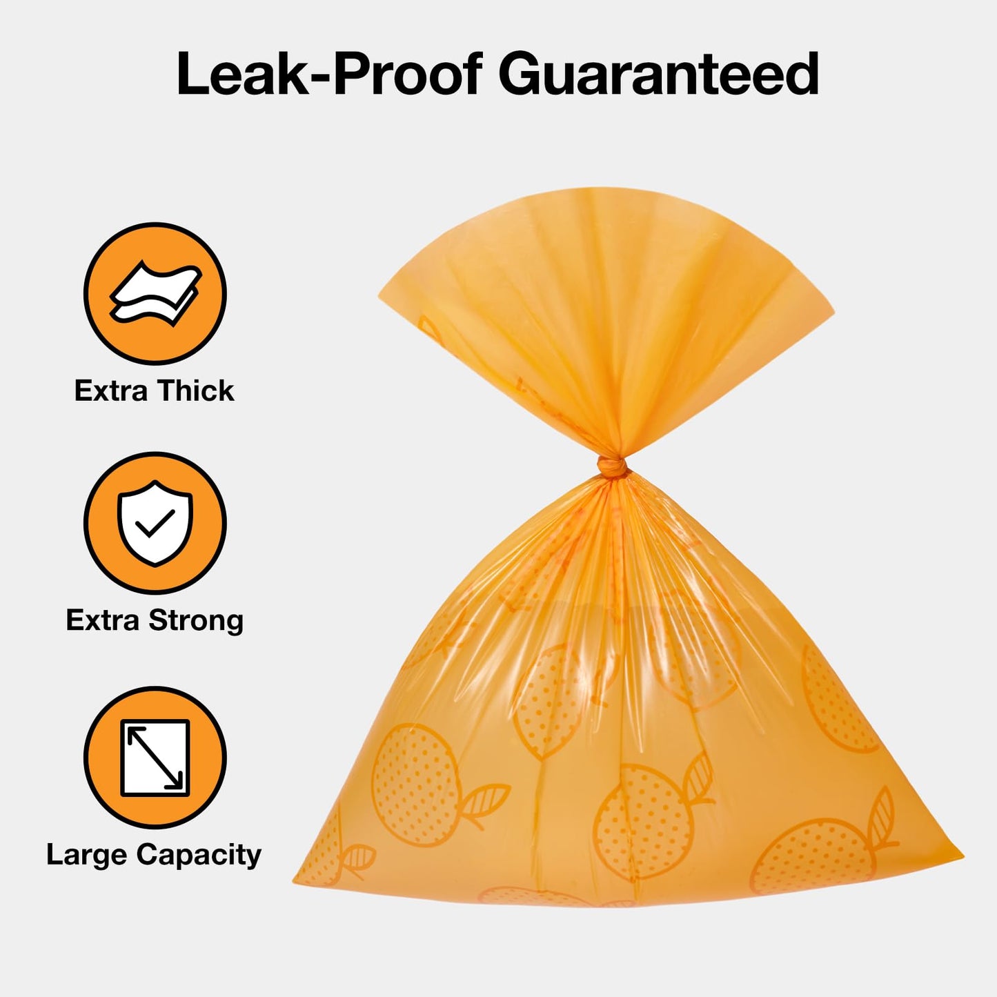 VETRESKA Dog Poop Bag Dispenser with Citrus Scented Waste Bags, Leak Proof, Extra Thick and Large Pet Poop Bags for Walking Dog and Cats Litter, 1 Count Holder and 105 Bags, Orange