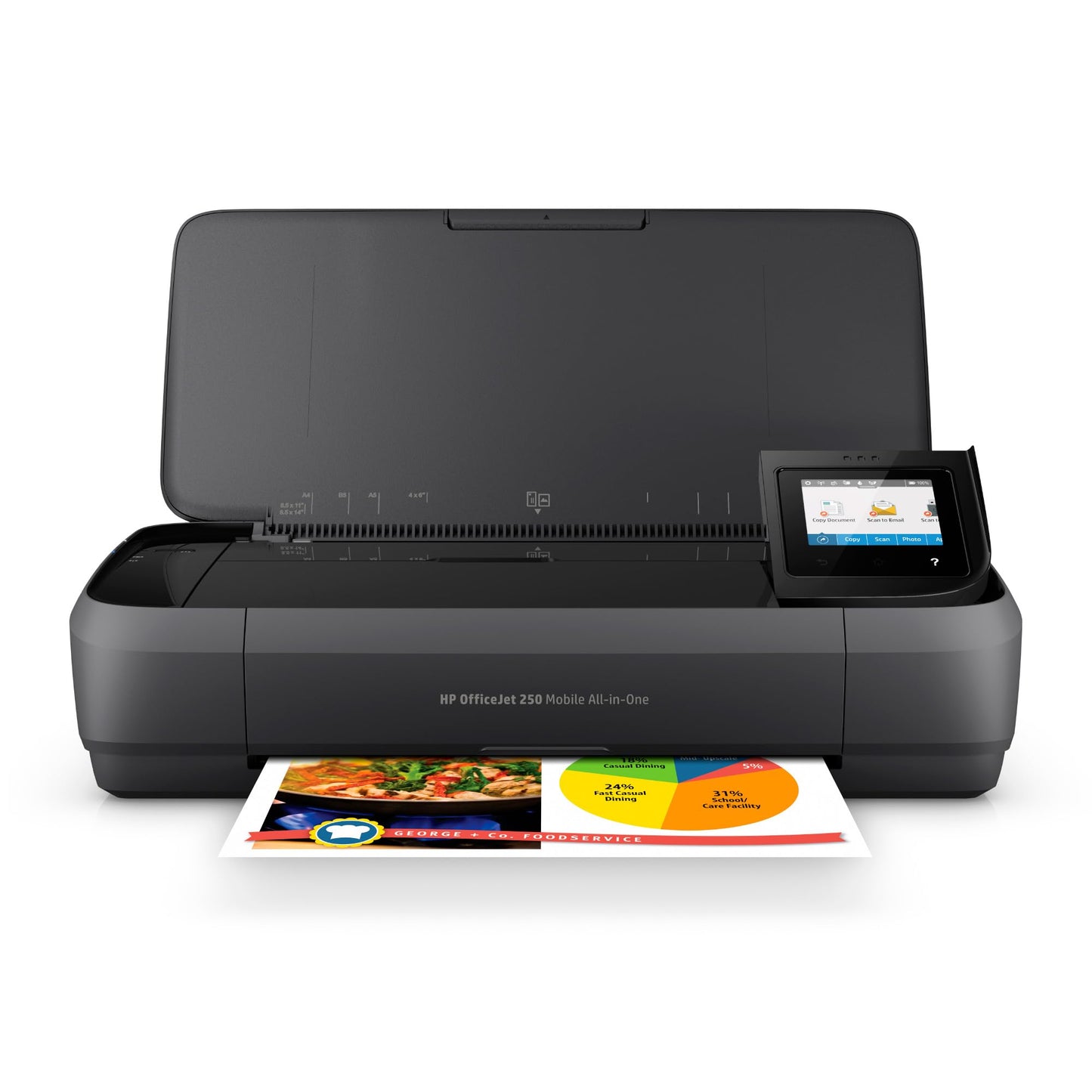 HP OfficeJet 250 Wireless Mobile Printer, Scanner, Copier - Black, Battery included (CZ992A)