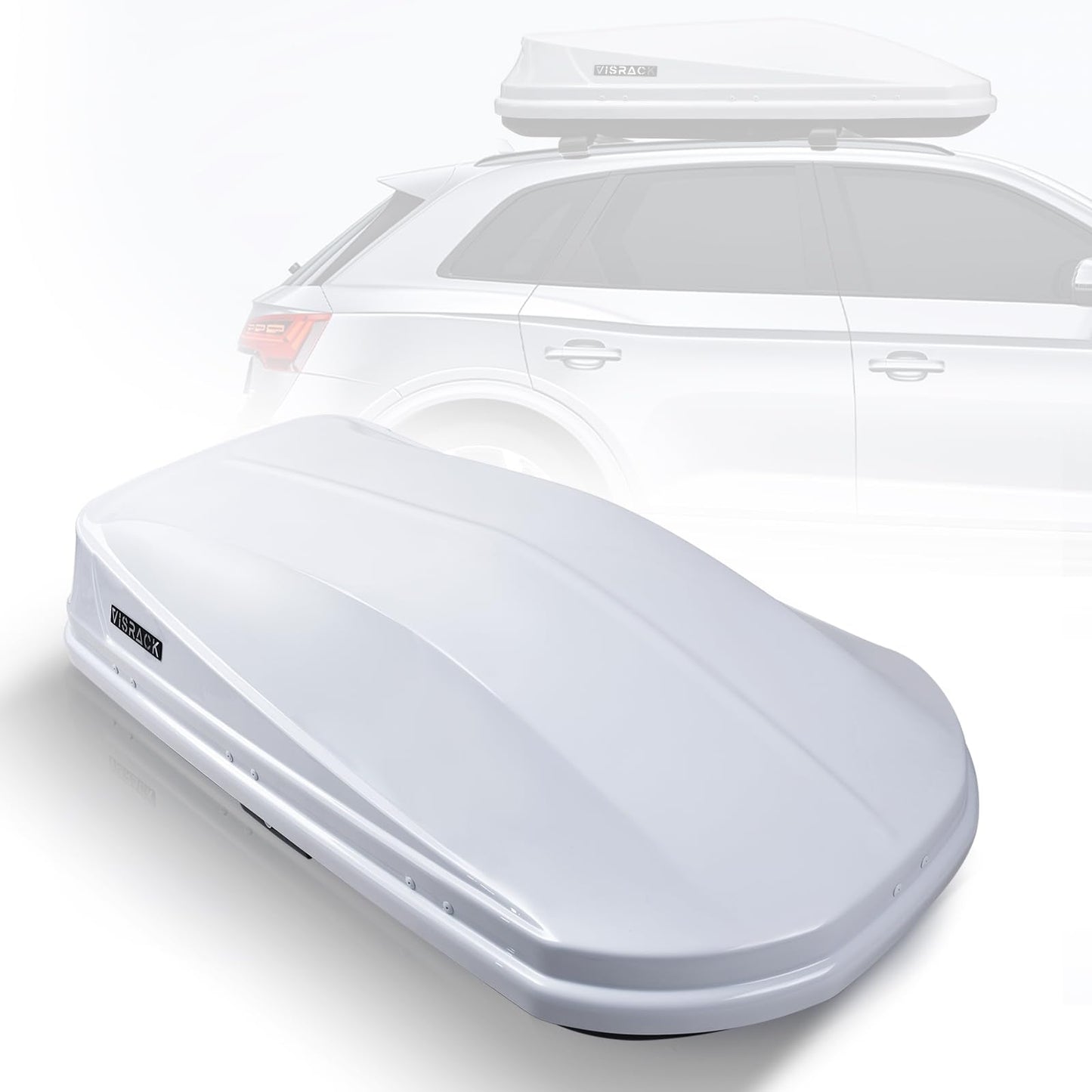 Large Rooftop Cargo Carrier with Roof Box, Heavy Duty Weatherproof Hard Shell Roof, 14 Cubic Feet Rooftop Cargo Box, White