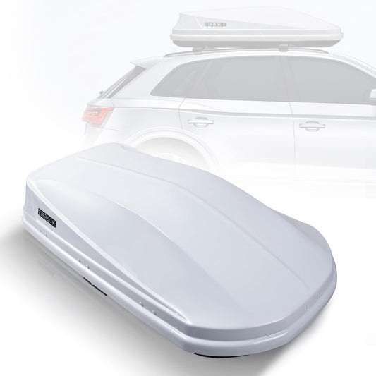 Large Rooftop Cargo Carrier with Roof Box, Heavy Duty Weatherproof Hard Shell Roof, 14 Cubic Feet Rooftop Cargo Box, White