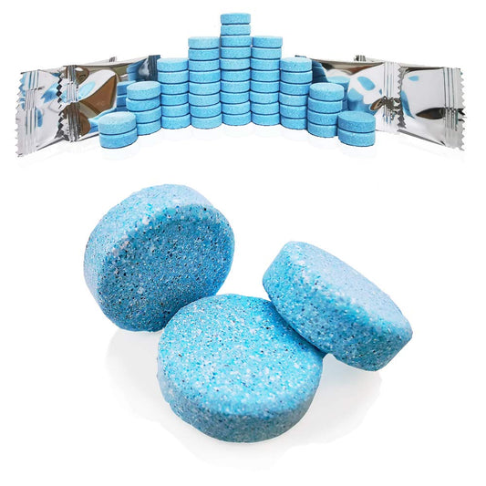 DOKIKO 50Pcs Car Windshield Washer Tablets,Windshield Wiper Fluid,1 Pack Makes 105 Gallons,Efficient Cleaning, Portable(Winter Use With De-icer or Methanol)