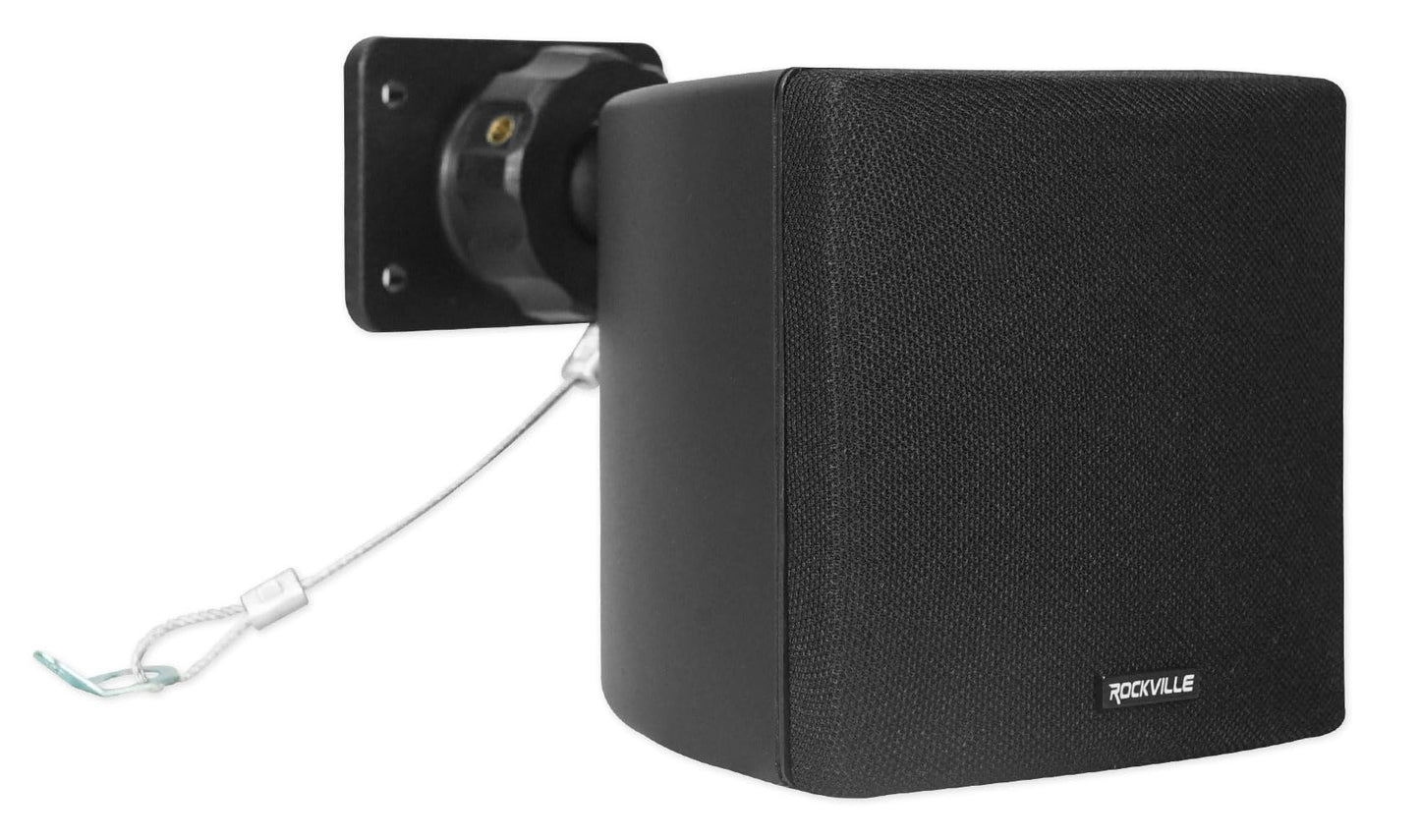 Rockville Commercial Restaurant Bluetooth Amplifier+(6) 3.5" Black Cube Speakers