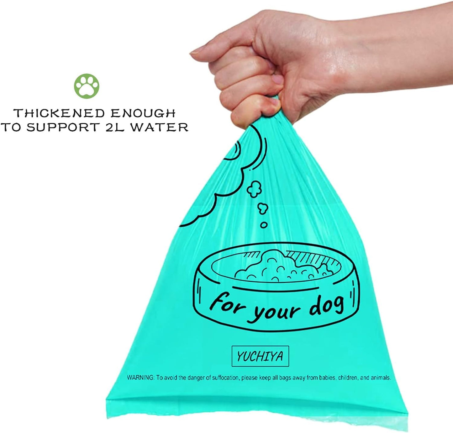 Dog Poop Pickup Bags Holder Dispenser with Standard-Sized Leak-Proof Scented Doggy Waste Bags and Carabiner with Safety Lock&Fastener Never Loose on Leash Lead Again (1 Holder 15 Bags, Black)