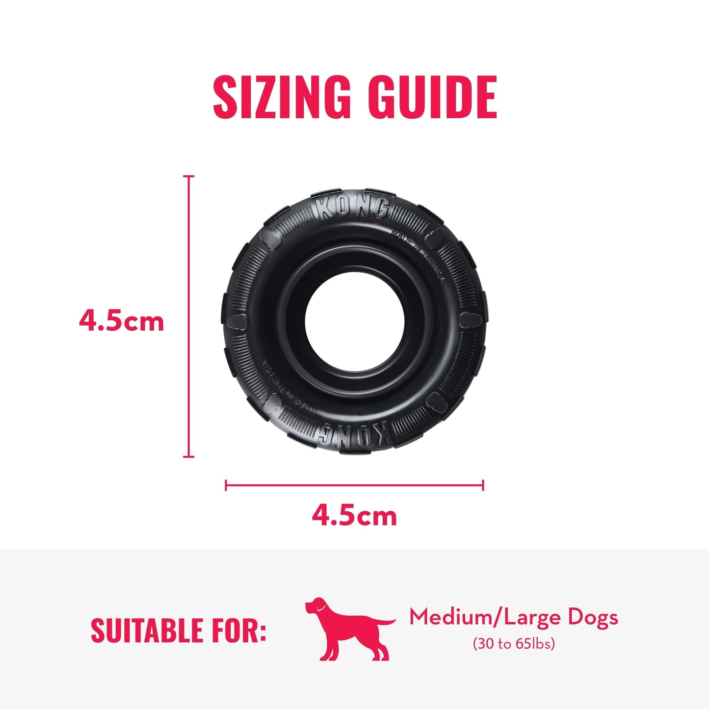 KONG Extreme Tires - KONG's Most Durable Natural Rubber Chew & Fetch Toy - Treat Dispenser Dog Tire Toy - Pet Supplies for Outdoor & Indoor Play - For Medium/Large Dogs