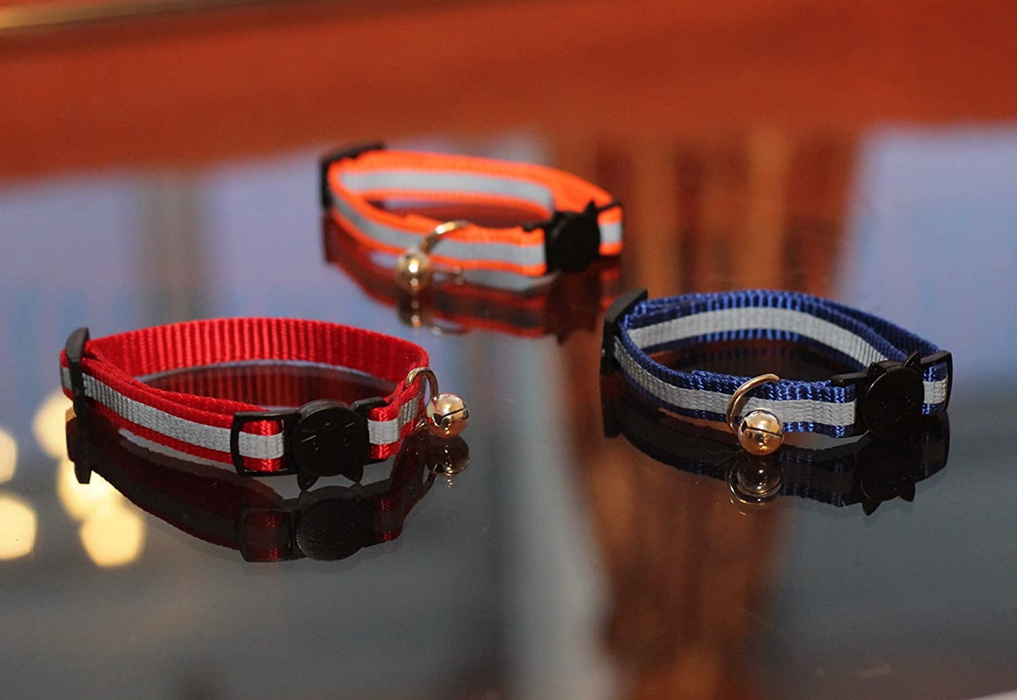 Reflective Cat Collar with Bell, Set of 6, Solid & Safe Collars for Cats, Nylon, Mixed Colors, Pet Collar, Breakaway Cat Collar Charms