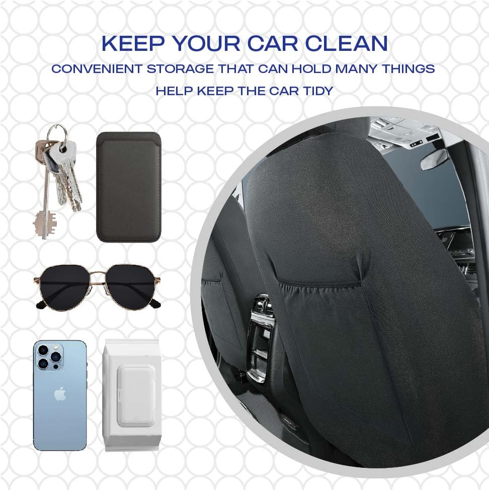 Skechers Memory Foam Car Seat Covers, Lycra Fabric Seat Cover, Car Seat Covers Front Seats Airbag Compatible, Automotive Comfort Protection for Most Cars, Trucks, SUVs, Black