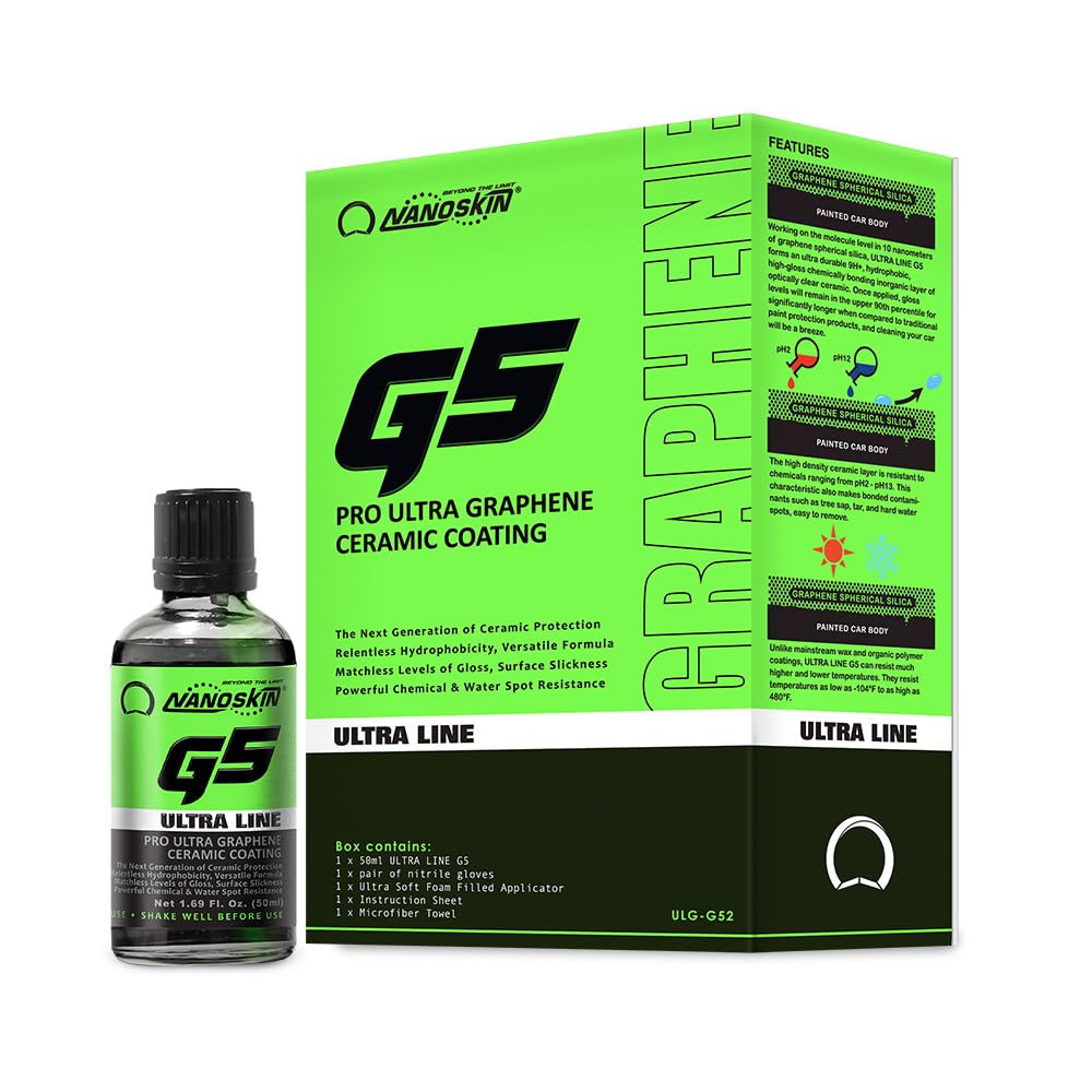 Nanoskin Ultra Line G5 Ultra Graphene Ceramic Coating – Durable Ceramic Paint Coating for Car Detailing | Apply After Car Wash, Clay Bar, Car Polisher | For Cars, Trucks, Boats, RV, Motorcycles & More