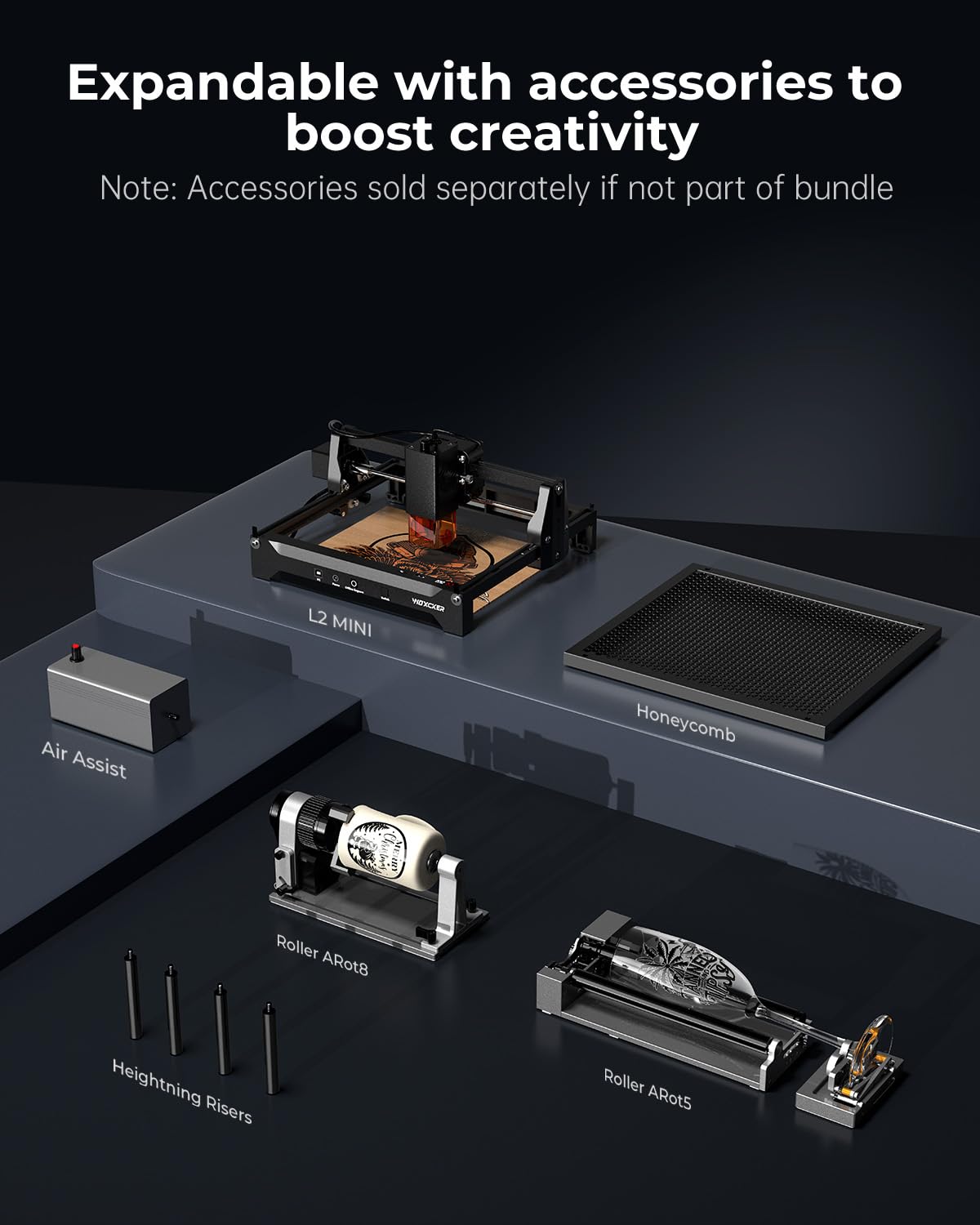 Laser Engraver, 5W L2 Mini Laser Engraving Machine Pre-Assemble 200mm x 150mm High Precision for DIY, Pager, Wood, Acrylic, Leather, Coated Metal Beginner-Friendly