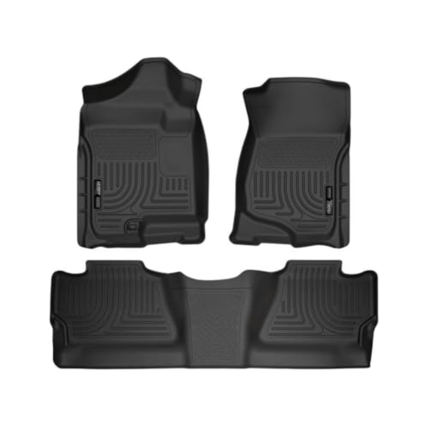 Husky Liners Weatherbeater Floor Mats | Fits 2007 - 2013 Chevrolet Silverado & GMC Sierra 1500; 2007-2014 Silverado/Sierra 2500/3500 Crew Cab (Footwell Coverage) | Front & 2nd Row, 3-pc Black - 98201
