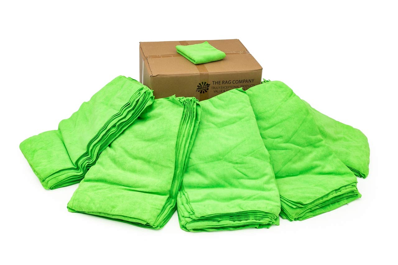 The Rag Company - Car Wash Towel - Professional Microfiber Auto Detailing and Drying Towels, Lint-Free, Streak-Free, Great for General Cleaning, 320gsm, 16in x 27in, Lime (Wholesale Case of 125)