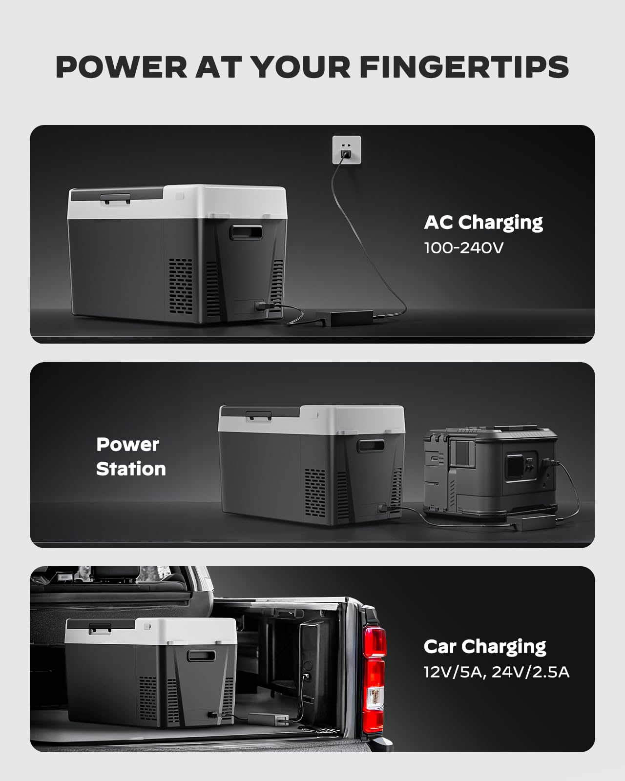 Marsail 12V Car Fridge 25QT Portable Freezer -4°F to 68°F, Compressor Cooler for Camping Travel Truck RV Home, Efficient Cooling & ECO Mode, Black