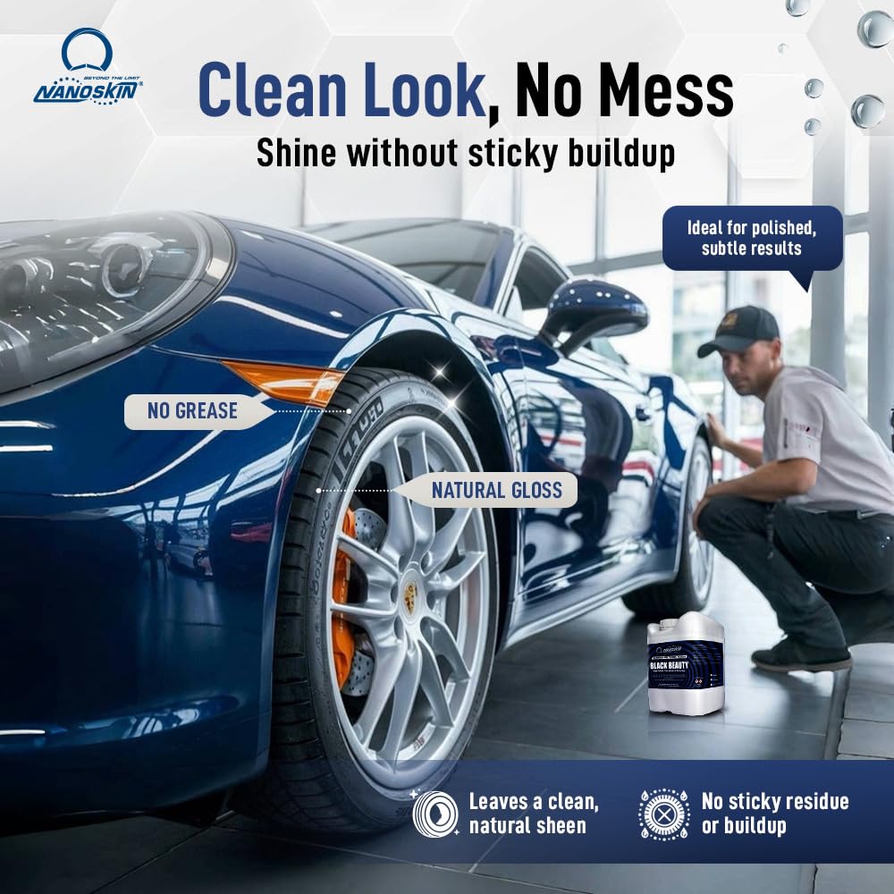 Nanoskin Black Beauty Tire Shine & Conditioner 5 Gallons - Water-Repellent & UV Resistant - Non-Greasy Finish - Restores Black Look | Works with Manual & Automatic Applicators for Cars, Trucks, SUV