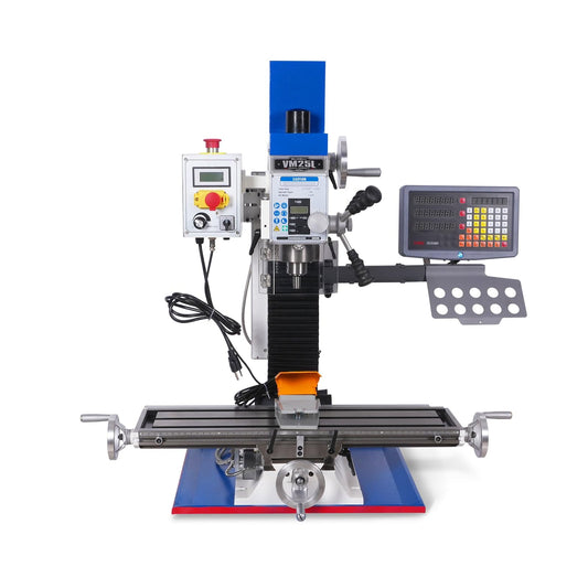 Mechmaxx 1.5HP 7''x 27-1/2''Benchtop Mini Mill Drill Machine, Variable Speed, R8 Spindle, Brushless Motor, 110V, Compact Milling Drilling Tool for Garage Shop, DIY Metalworking without Stand, VM25LD