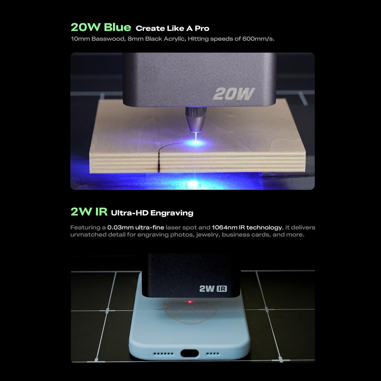 Creality Falcon A1 Pro 20W Laser Engraver, Full Enclosed 180W Output Laser Engraver Machine, Touch Screen, Auto Focus, APP Control, Pre-Assembled, Ideal for Wood and Metal, Class 1 Safety