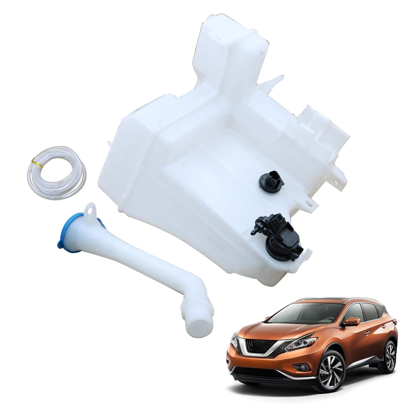 XQSMWF Front Windshield Washer Reservoir with Pump Compatible with Nissan Murano 2015 2016 2017 2018 289105AA0A NI1288201 28910-5AA0A Washer Fluid Reservoir Tank Bottle
