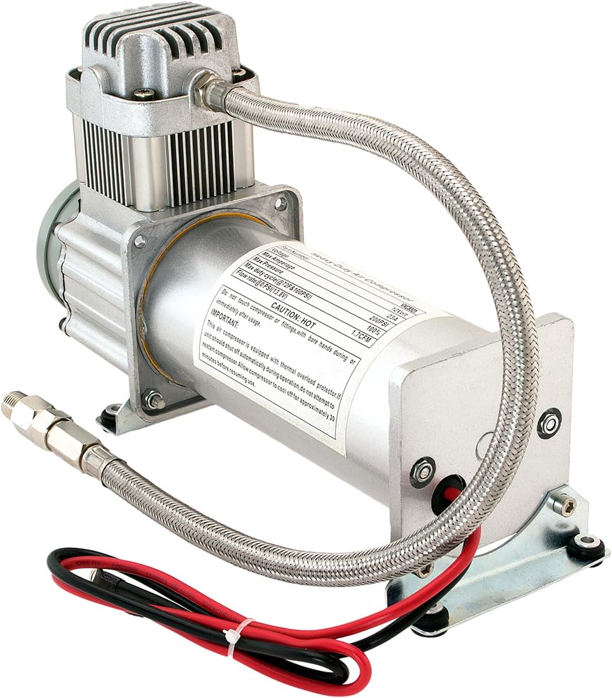 Vixen Horns Heavy Duty Onboard Air Compressor 200 PSI. Universal Replacement for Truck/Car Train Horn/Suspension/Ride/Bag kit/System. Fits All 12v Vehicles like Semi/Pickup VXC8301