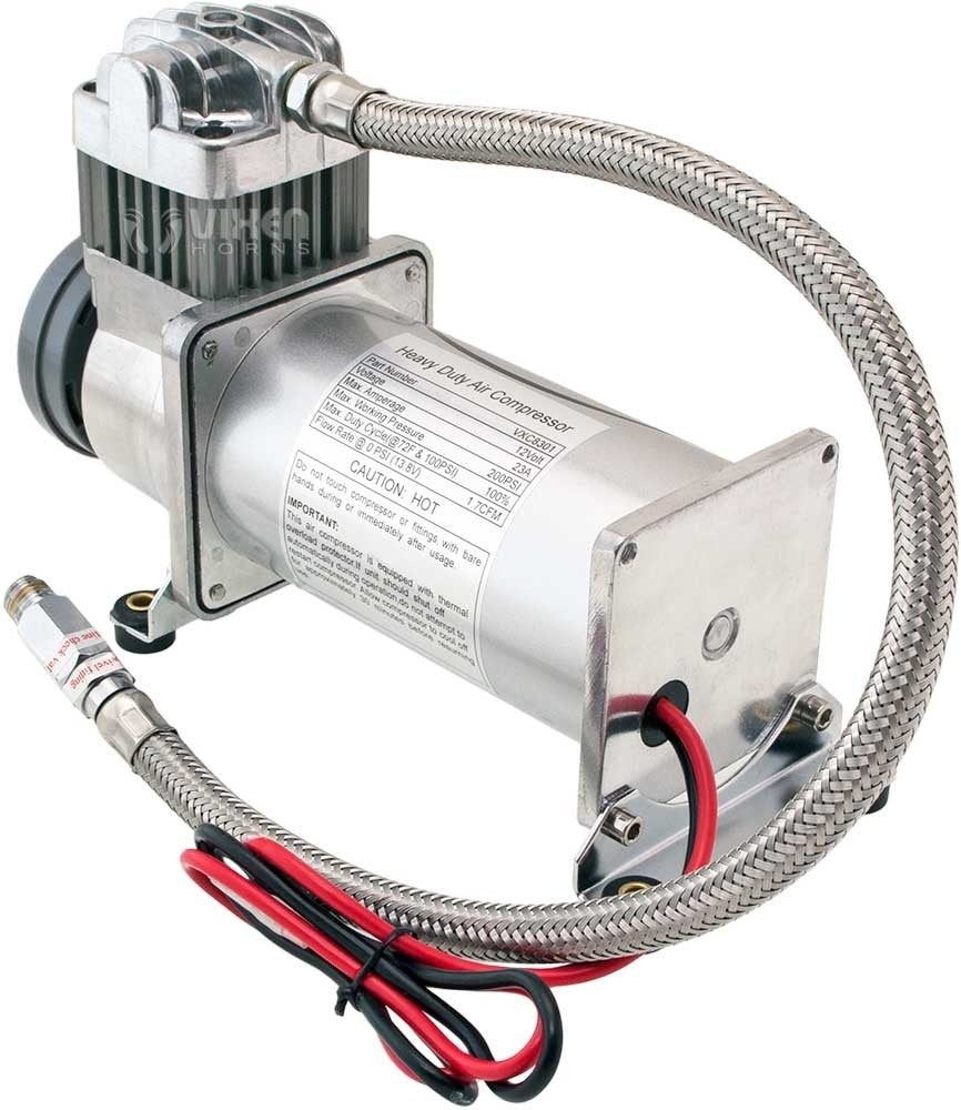 Vixen Horns 12V Air Compressor with Tank 1.5 Gallon - 150 PSI Working Pressure Onboard Air System for Train Horns/Inflating Tires, VXO8315