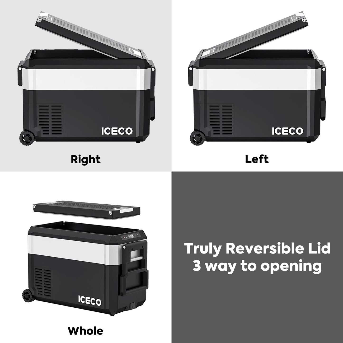 ICECO JP40 Pro 12 Volt Car Refrigerator, Portable Fridge Freezer for Camping, Car Fridge Powered by SECOP, 12V refrigerator for Car & Home, DC 12/24V, AC 110/240V, Multi-directional Lid