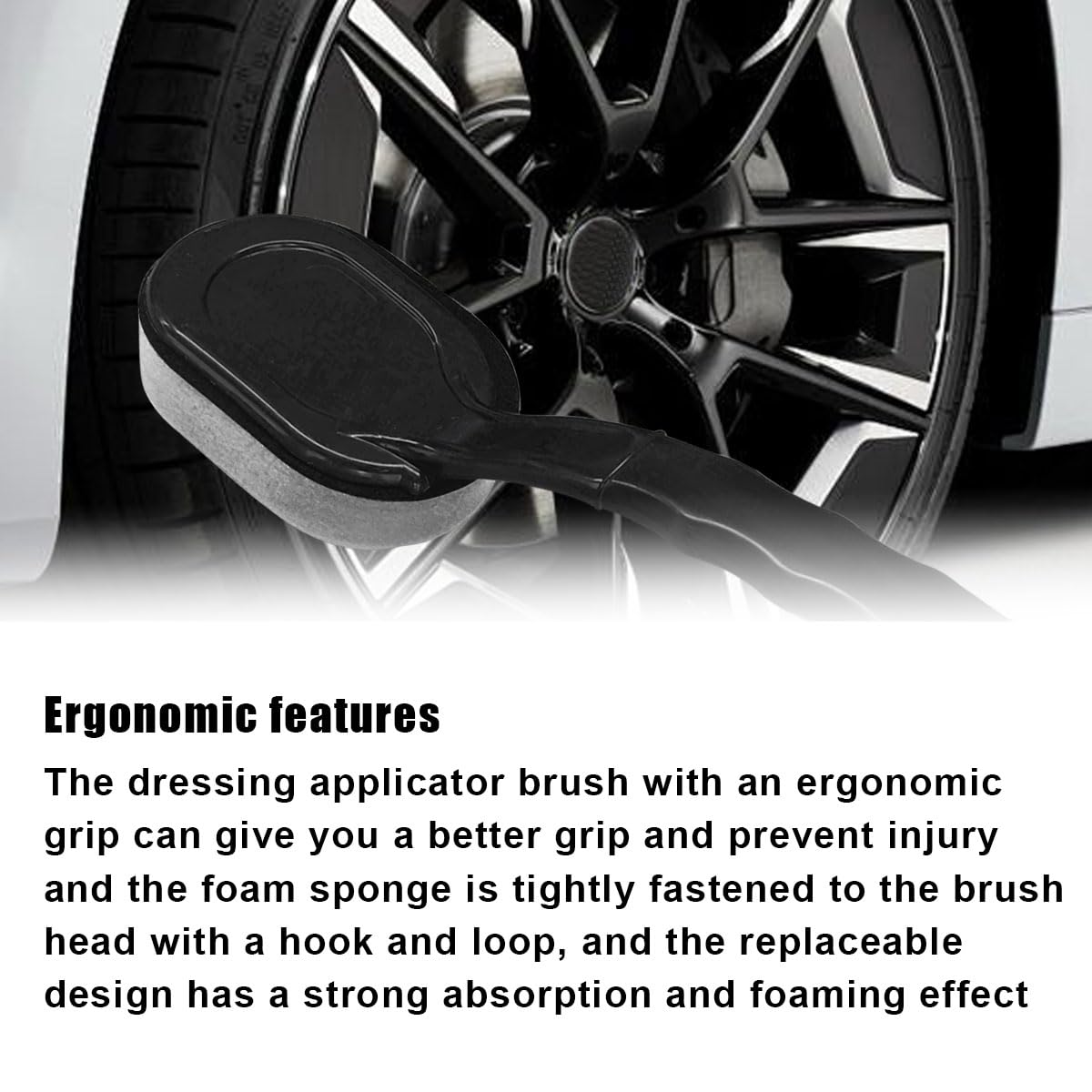 Tire Shine Applicator Brush, Car Detachable Tire Wax Foam Applicator Pad with Curved Handle, High-Density Tire Dressing Applicator Sponge Brush Car Tire Detailing Cleaning Accessories