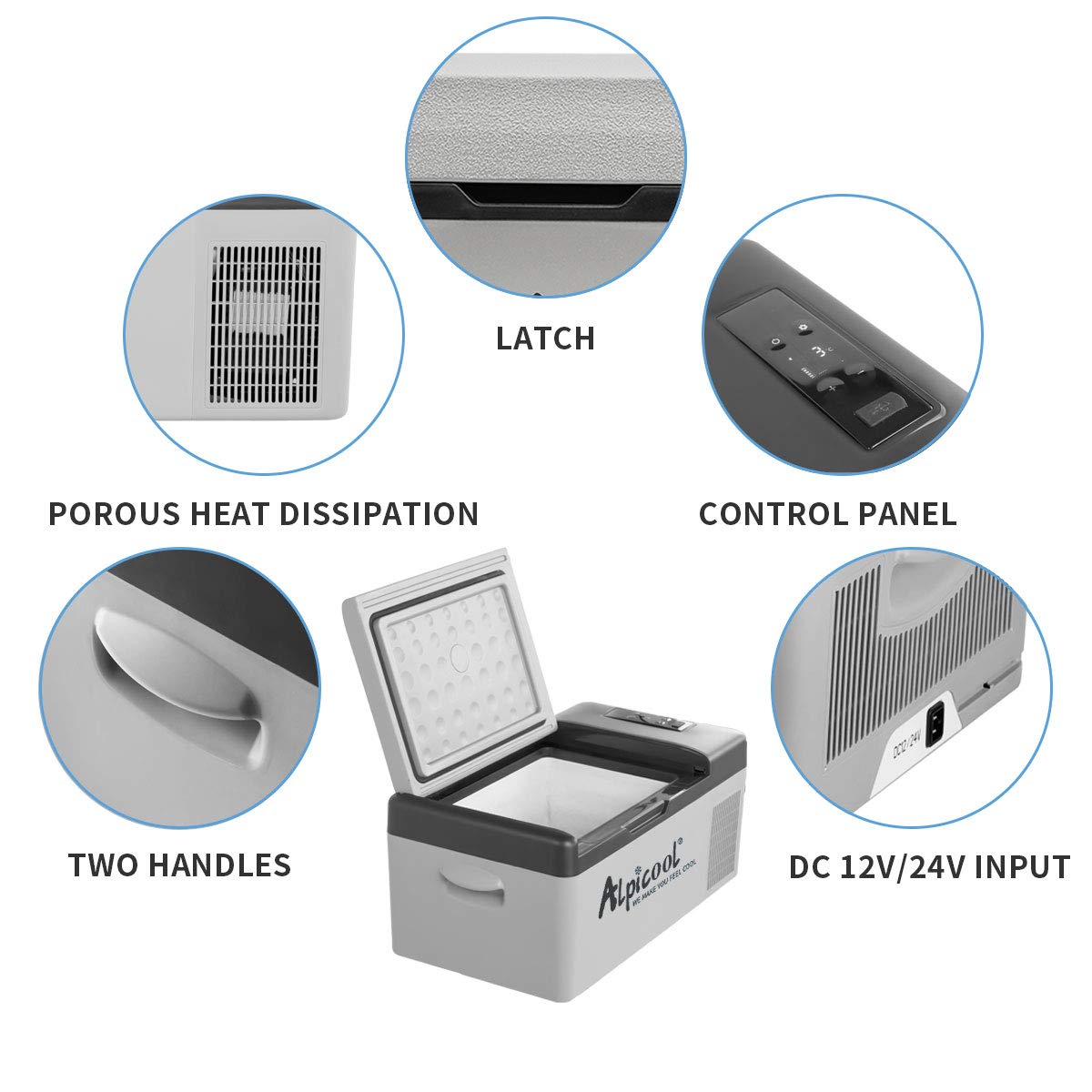 Alpicool C15 Portable Car Freezer,12 Volt Refrigerator, 16 Quart (15 Liter) Fast Cooling 12V Car Fridge -4℉~68℉, Car Cooler, 12/24V DC and 100-240V AC for Outdoor, Camping, RV, Truck, Boat