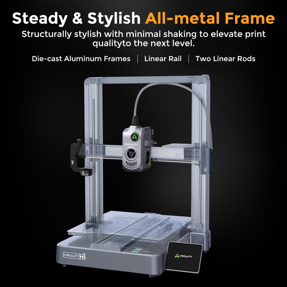 Creality Hi Combo (A) 3D Printer, Multi Color 3D Printing with CFS, 500mm/s Print Speed 95% Pre-Assemble, XY Step-Servo Motor and Auto Leveling Build Volume ‌10.24×10.24×11.81 inch