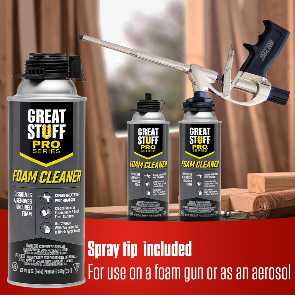 Great Stuff PRO Foam Cleaner 12oz - For Use With PRO Series Spray Foam Applicators - Pack of 12
