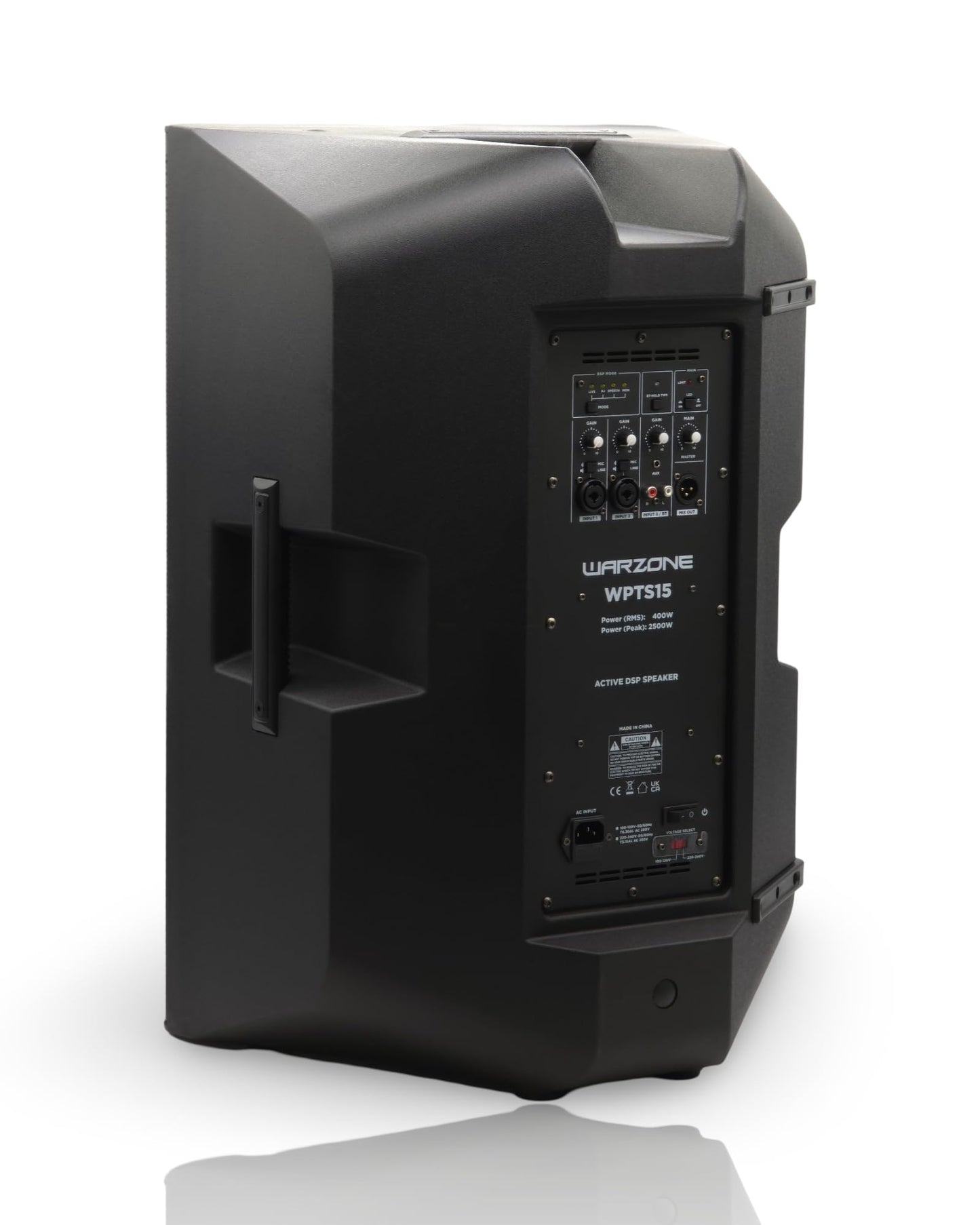 Warzone 1X WPTS15 Apollo-Active Series 2500W Peak Power 15-Inch 2-Way Powered Speaker, Class D & AB Amplifier, Bluetooth, DSP Modes, and 136dB Max SPL for Pro Audio DJ Party