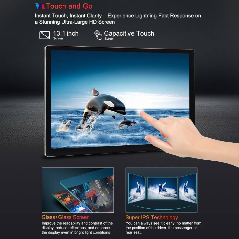 ASURE 13.1 inch Car Stereo Radio for Toyota Tundra 2014-2019 with Wireless Carplay,Android Auto,8Core 4G+64G Android GPS Navigation Unit,SWC,DSP,Bluetooth,HD Touchscreen,Backup Camera