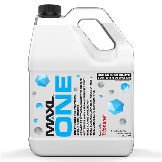 MAXL ONE ™ Car Spray with Triphene® Technology, Quick Spray & Wipe All Purpose Waterless Detailer - Clean, Shine, Protect Paint, Glass, Wheels, and Plastic Trim Without Pre-Washing (1 Gallon)