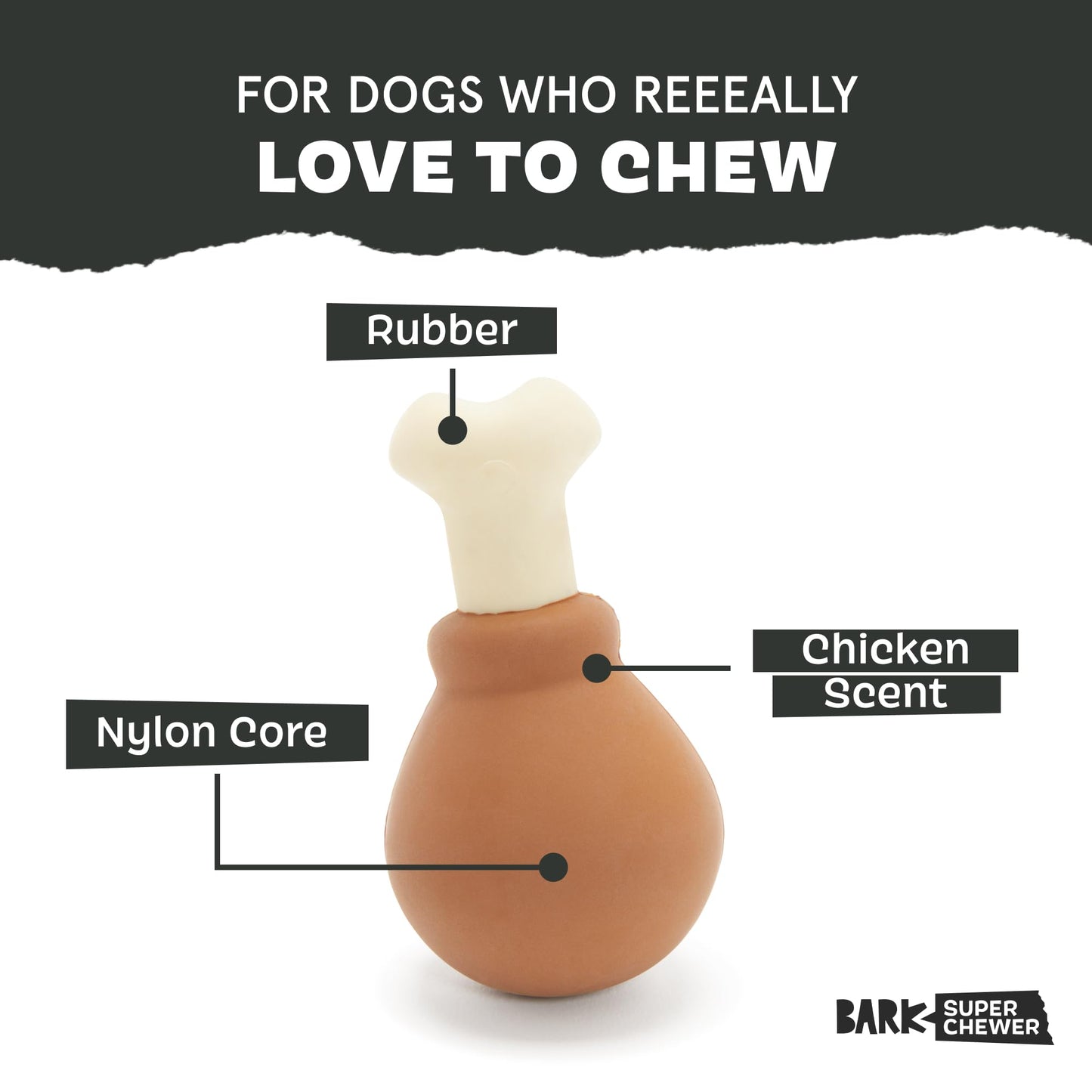Barkbox Super Chewer Tough Dog Chew Toys for Aggressive Chewers, Dental Stimulating (Turkey - Large)
