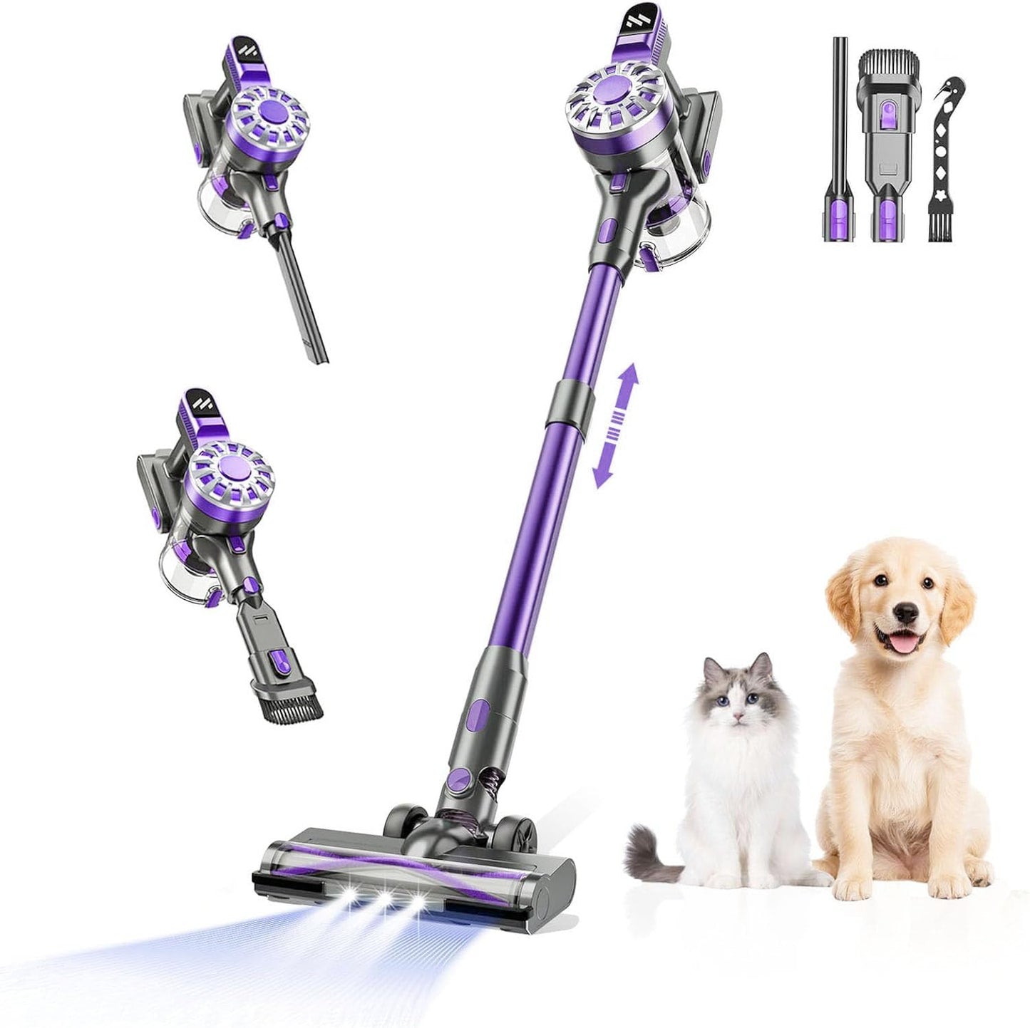 Cordless Vacuum Cleaner,Vacuum Cleaners for Home with Super Suction,Lightweight Stick Vacuum with 35 Mins Runtime,Rechargeable Cordless Vacuum for Carpet, Tile, Pet Hair, Hardwood Floors(Purple)