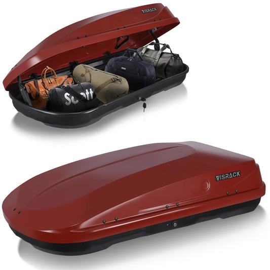 Heavy-Duty Rooftop Cargo Box, Weather-Resistant Hard-Shell Roof Storage Box with Security Locks, 130 LBS Capacity, 14 Cubic Ft, 56" L x 30" W x 13.7" H, Red