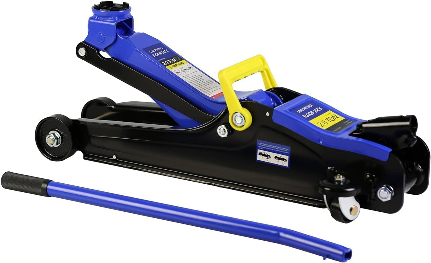 KUVADAZ 2 Ton Low Profile Floor Jack, Heavy Duty With Single Piston Quick Lift Pump, Steel Car Jack Adjustable Height 3.3"-15.2", Hydraulic Trolley 4000 LBS Capacity, Blue