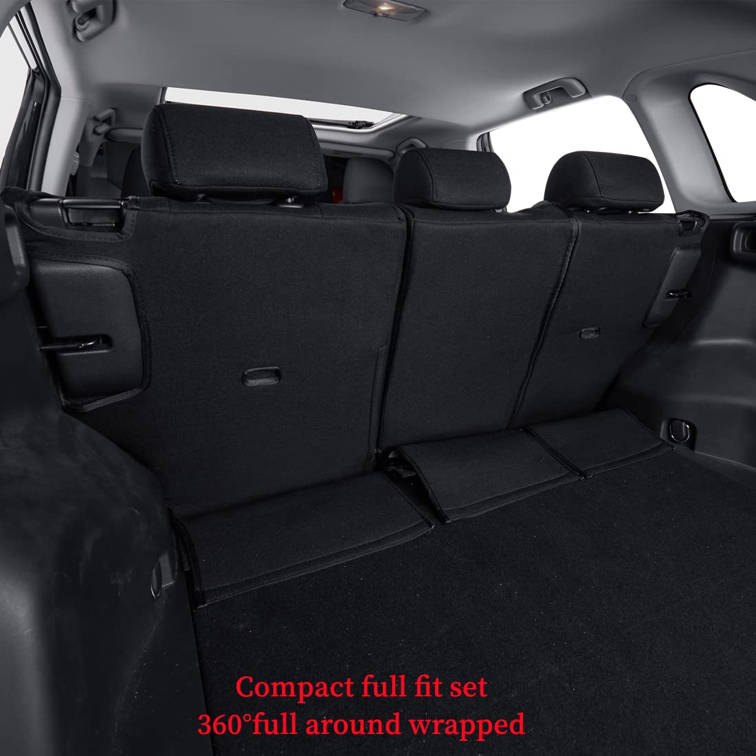 coverdream Cloth Seat Covers Custom Fit for Toyota RAV4 2019-2024 2025 LE,XLE,XLE Premium,Limited,Fully Covered,Airbag Compatible,Breathable Fabric Car Seat Protector(Full Set,Black)