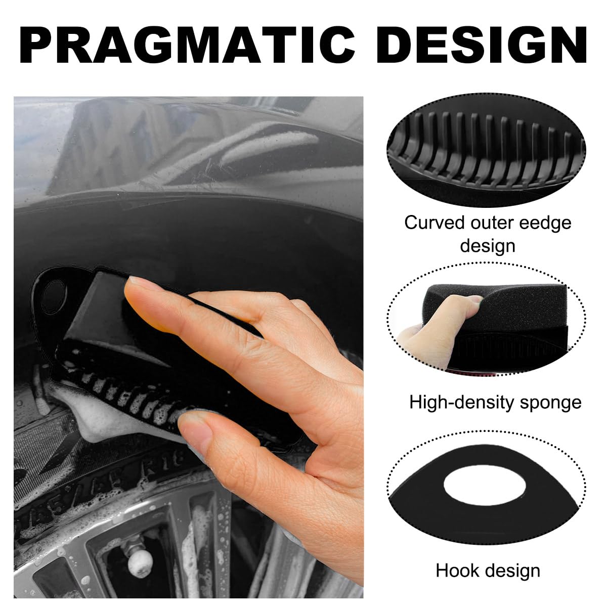 Yourkar 2 PCS Tire Shine Applicator, Flat Dressing Waxing Sponge Pads With Lid Cover, Reusable Polishing Cleaning Foam Applicators With Rectangular Box, Car Accessories (Black)